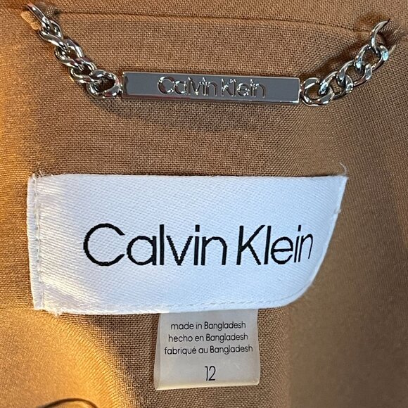 New.Calvin Klein blazer size 12 with belt beige tan camel colour - Picture 3 of 11